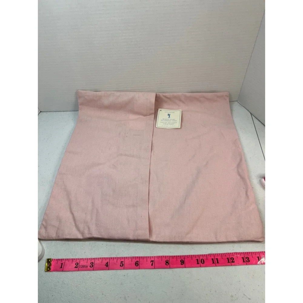 Pottery Barn Kids Beaded Heart Decorative Sham Pink Cotton 16x16 Pillow Cover